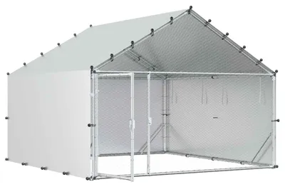 Obrázek produktu pro Kurník se stříškou Stříbrná 200 x 200 x 150 cm Pozinkovaná ocel