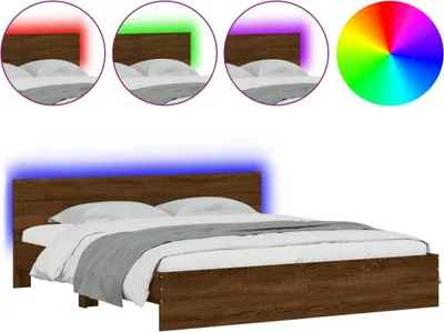 Obrázok produktu pre vidaXL Rám postele s čelom a LED osvetlením Hnedý dubový vzhľad