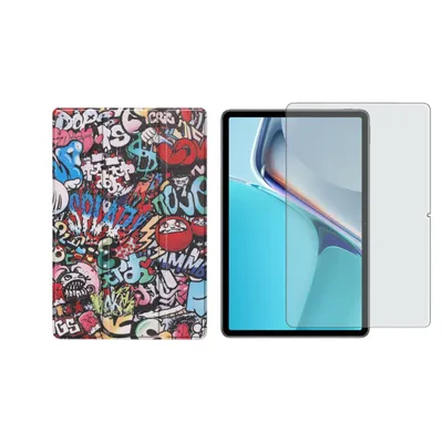 Produktbild von 2in1 Tablet Set für Huawei MatePad 11 2021 11 Zoll mit Magnet Cover Auto Sleep/Wake Ruhemodus + Schutzfolie Hülle Smart Case Hartglas