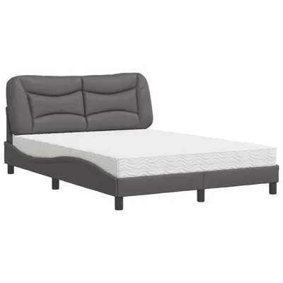 Produktbild von Design Bett mit Matratze Grau 120x200 cm Kunstleder, Klassische Betten 2024 Neu