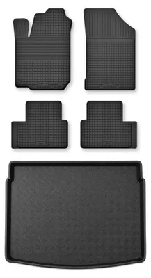 Image de Tapis en caoutchouc + bac de coffre pour Renault Megane IV 2020- (break) – 5 pièces, noirs, semi-universel, adapté