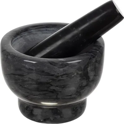 Obrázek produktu pro Ruhhy 24576 Hmoždíř a tlouček z leštěné žuly 12,5 cm, šedá