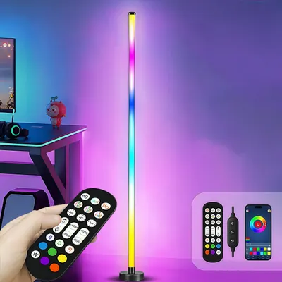 Produktbild von LED Stehlampe, Stehleuchte Ecklampe RGB Dimmbar, Atmosphäre Lampe, APP Steuerung, Musik Sync Eck Ambientebeleuchtung - 120CM