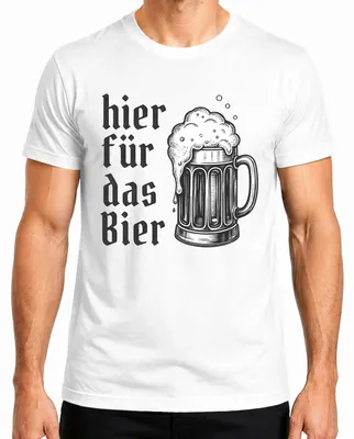 Produktbild von Hier für das Bier Bierkrug Trachtenshirt Lederhose Herren T-Shirt, Weiß, XXL