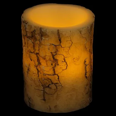 Produktbild von LED-Echtwachskerze Baumrinde 8x11cm Motivkerze Baumstamm-Design Dekokerze
