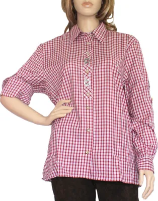 Produktbild von Trachtenbluse Damen Trachten lederhosen-bluse Trachtenmode ROT kariert, Größe:38