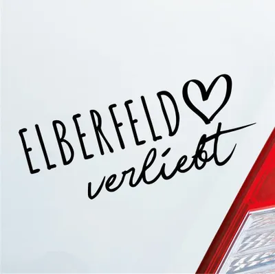 Produktbild von Auto Aufkleber Elberfeld verliebt Herz Stadt Heimat Liebe Car 19x8 cm Schwarz Glanz Sticker Heckscheibenaufkleber