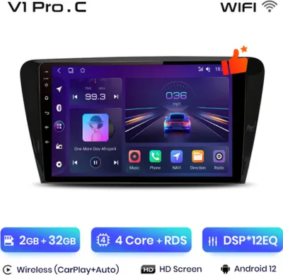 Obrázek produktu pro Junsun 9" 2din Autorádio ŠKODA OCTAVIA 3 A7 2013 - 2018 s WIFI, GPS NAVIGACE, KAMERA, Android rádio ŠKODA OCTAVIA 3 A7 2013 - 2018 s GPS navigací, WIFI, Bluetooth Handsfree, USB Výkon: 2GB RAM + 32GB