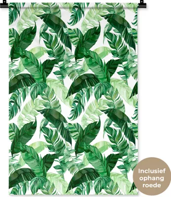 Produktbild von MuchoWow® Wandteppich Wandbehang Blätter - Grün - Muster 60x90 cm Tapisserie Dekoration Wandtuch - Foto-Teppich - Abwaschbar