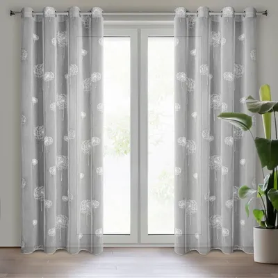 Produktbild von Gardine SABINE  silber weiß 140x250 cm  Ösen Ösenvorhang