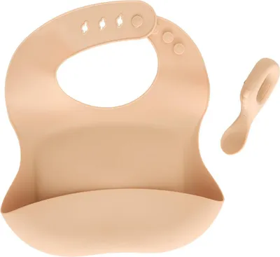 Produktbild von Set aus Lätzchen und Löffel Yum Silikon beige