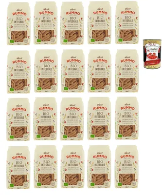 Produktbild von Rummo Pasta Integrale Penne rigate N° 66, Vollkornnudeln Nudeln Vollkorn Italienische Pasta 20x 500g + Italian Gourmet polpa 400g