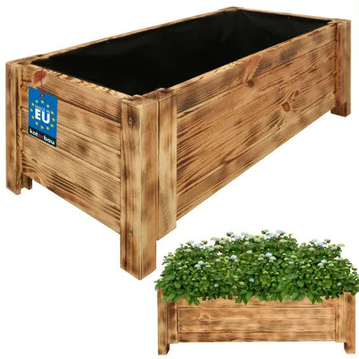 Zdjęcie produktu dla KOTARBAU® Donica Skrzynka Drewniana na Nóżkach 79 x 39 x 30 cm Doniczka Skrzynia z Agrowłókniną Opalana