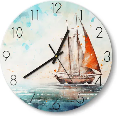 Produktbild von DEQORI Glasuhr Ø30 cm Zahlen 'Meeresträumerei' Wanduhr Glas Uhr Design leise Küchenuhr