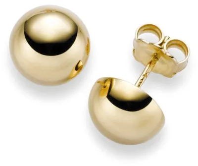 Produktbild von Ohrstecker Ohrschmuck Halbkugel 10mm 585 Gold Gelbgold glatt glänzend