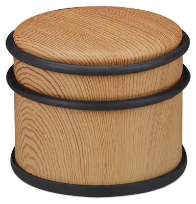Image de 4 butoirs de porte, pour portes et fenêtres lourdes, en acier inoxydable et caoutchouc, aspect bois, butée au sol haute, ∅ 9,5 cm, marron