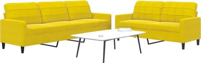Produktbild von Design 2-tlg. Sofagarnitur mit Kissen Gelb Samt, Schlafsofas 2024 Neu