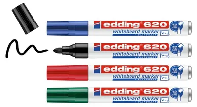 Produktbild von edding 620 Whiteboardmarker, 4 Stück, mehrfarbig, Rundspitze 1,5-3 mm, nachfüllbar
