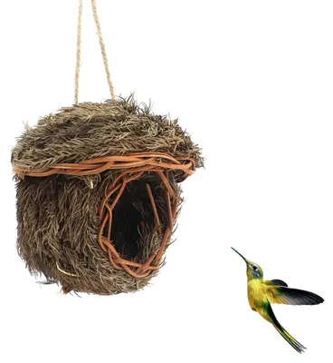 Produktbild von Kleines Vogelhaus zum Aufhängen aus Holz, Nistkasten wetterfest für Wildvögel