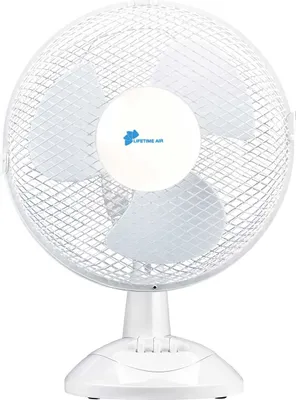 Produktbild von Tischventilator mit 2 Leistungsstufen, stufenlos kippbar um ca. 45°, oszillierend, Größe (HxBxT) ca. 35,5 x 27 x 21 cm, weiß
