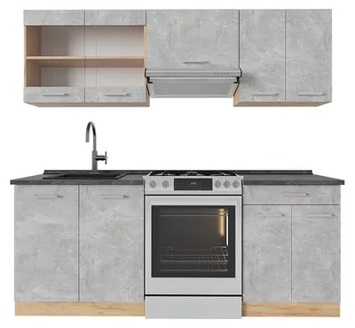 Image de Cuisine Vicco R-Line Béton/force d'or Chêne 200cm , PT Anthracite, Model 54172