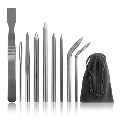 Produktbild von Paracord Nadel Set 10-teilig, Edelstahl, zum Basteln und Vernähen, verschiedene Größen