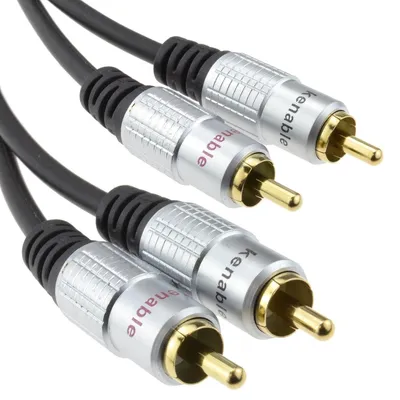 Produktbild von Audiokabel 2 x RCA Cinch Stecker zu Doppelstecker, vergoldet, 0,5 m, für Audioverbindungen