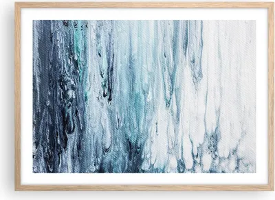 Produktbild von Gerahmtes Poster - Rahmen in heller Eiche - Abstraktion Prellung Blau - 70x50 cm - Wand Bild - Wanddeko - Wandbilder - Kunstposter - Wandposter - Bilderrahmen - Bilder - Kunstdruck - P2NAA70x50-4380