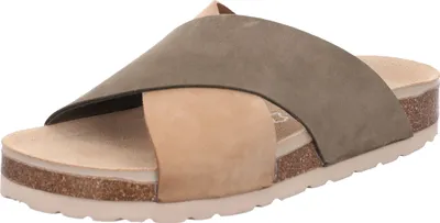 Produktbild von Rohde Damen Pantolette Leder Kork Fußbett gekreuzte Riemen Elba 1713, Größe:37 EU, Farbe:Grün