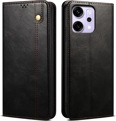 Immagine prodotto di Custodia per Reno14 Pro in pelle flip case portafoglio con funzione stand nero