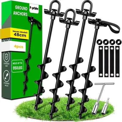 Produktbild von Set mit 4 Erdankern, 40 cm lang, mit Gurten für Trampoline