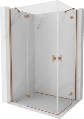 Produktbild von Mexen Mist H Duo Duschkabine Schwenktür 90 x 75 cm, transparent, gebürstetes Kupfer - 8A5-090L-075P-65-00