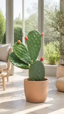 Productafbeelding van Opuntia ficus-indica (vijgencactus), 50–60 cm – Echte vijgencactus, een mediterrane plant voor potten, geschikt voor tuin, terras en wintertuin, AI-gegenereerde afbeelding