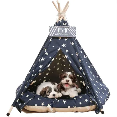 Zdjęcie produktu dla Namiot dla zwierząt - Tipi - Dla kotów i psów - 50 x 50 x 60 cm - Granatowy