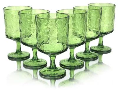 Immagine prodotto di Set di 6 bicchieri da vino in acrilico, capacità 300 ml, infrangibili, color verde