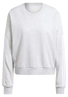 Immagine prodotto di Felpa da donna Adidas Essentials con tre strisce, in French Terry, colore grigio chiaro melange