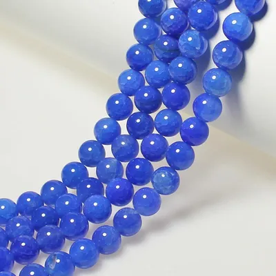 Produktbild von Perlen zum Auffädeln 6mm 60 Stück Blauer Drachenader Achat Naturstein Rund