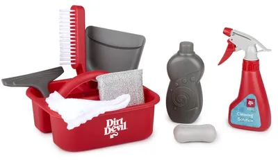 Obrázok produktu pre Hračka Dirt Devil od 3 rokov - 7-dielna súprava prachovky s ručnou kefou, lopatkou, vedrom a príslušenstvom - realistická hračka na upratovanie pre deti