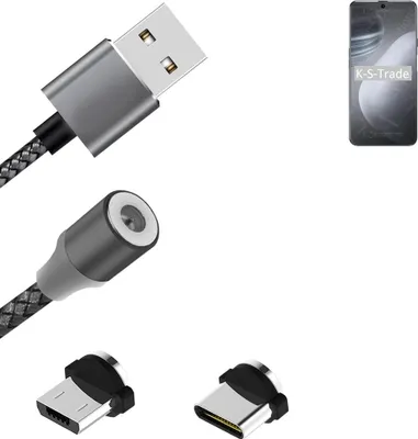 Produktbild von K-S-Trade Hochwertiges Magnet-Lade-kabel Sync-Kabel Daten-Kabel für Cubot X50 mit USB-Typ-C-Anschluss und Micro-USB-Anschluss 2A bis zu 480mbps