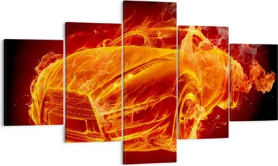 Produktbild von Bild auf Leinwand - Leinwandbild - Auto Flammen Räder - 125x70cm - Wand Bild - Wanddeko - Leinwanddruck - Bilder - Kunstdruck - Wanddekoration - Leinwand bilder - Wandkunst - EA125x70-0199