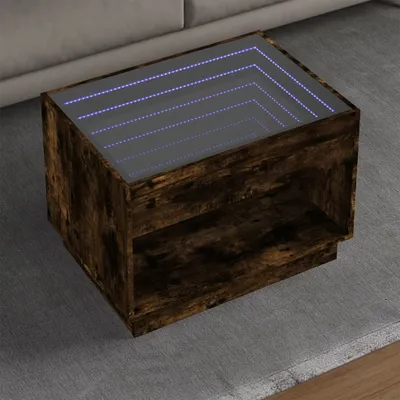 Image de Maison Exclusive - Table basse avec LED Infinity Chêne fumé 70x50x50 cm