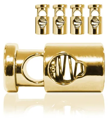 Kordelstopper Gold 4er-Set, Metall, 22x10 mm, Loch 5 mm
