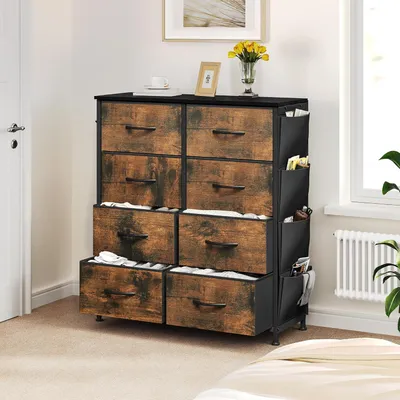 Produktbild von YITAHOME Kommode mit 8 Stoffschubladen, Aufbewahrungsschrank, Metallgestell, Schrank, Braun