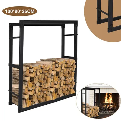 Produktbild von Vigevee Kaminholzregal Brennholzständer 100*80*25CM wetterfestem Metall Brennholz Brennholzregal