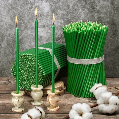 Produktbild von Grüne Bienenwachskerzen 50 Stk – 16 cm lang – Nr. 140 – Für Rituale, Deko & Meditation – 30 Min Brenndauer