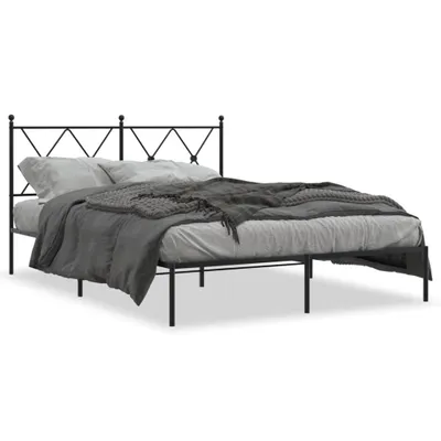 Image de vidaXL Cadre de lit avec tête de lit en métal noir 140x190 cm