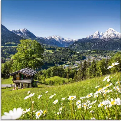 Produktbild von ARTland Glasbild Landschaft in den Bayerischen Alpen Größe: 20x20 cm
