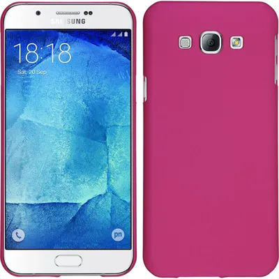 Produktbild von PhoneNatic Case kompatibel mit Samsung Galaxy A8 (2015) - Hülle pink gummiert Hard-case + 2 Schutzfolien