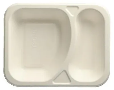 Produktbild von 100 Siegelschalen Zuckerrohr 2-geteilt 825 ml 4,2 cm x 18,5 cm x 23,5 cm weiss