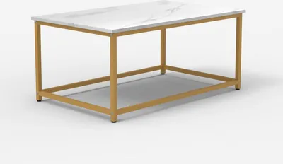 Produktbild von Couchtisch zeitgenössisch 100x60x45cm mit Marmoreffekt Corniola - Gold